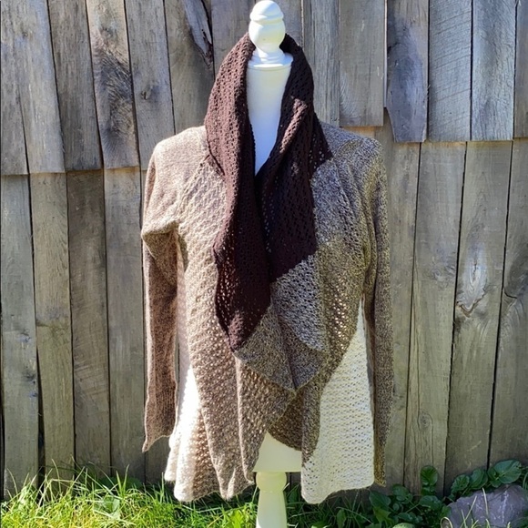 Carolyn Taylor Open Front Sweater Cardigan Brown Size Small - Picture 5 of 11
